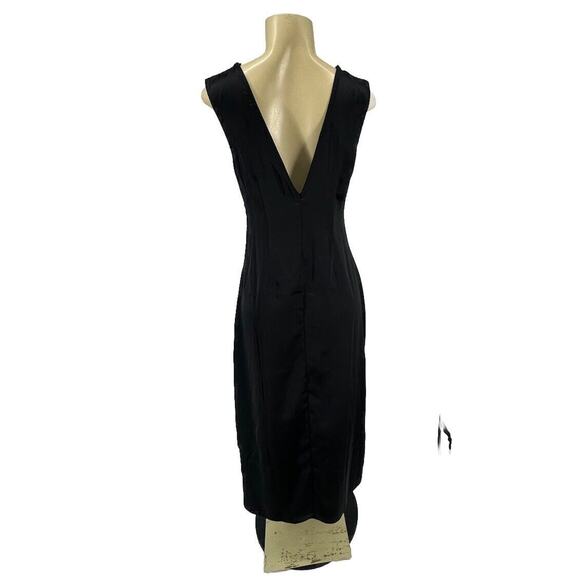 ASOS DESIGN Size 6 Women Button Through Satin Midi Dress in black V-neck 6-22 - Picture 5 of 13